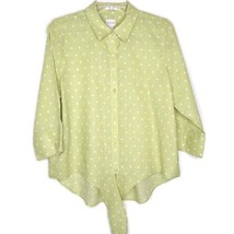 Chico&#39;s Womens Blouse Size 1 (8/10) 3/4 Sleeve Button Front Green Polka Dot - £11.13 GBP