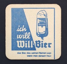 Vintage German Beer Coaster Will-Bier Will-Malz Brown and Blue - £6.32 GBP