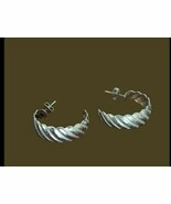 Vintage 1960s Silver/Gold Swirl Shrimp Ridged 3/4 Hoop Earrings Pierced ... - €12,28 EUR