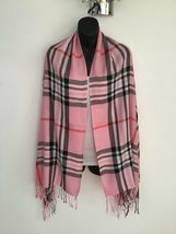 Strip Plaid Pink Pashmina Scarf Shawl Paisley Silk Cashmere - £16.02 GBP