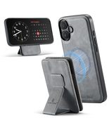 Case for iPhone 16 (Color: Gray)  Detachable Card Holder Stand Magnetic... - $1,127.37 MXN