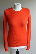 J Crew XS Orange Dream Wool Nylon Cashmere Button Shoulder Knit Pullover Sweater - £21.26 GBP