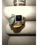 Lia Sophia Antiqued Gold Tone Cage Ring Multi Tiger Eye Topaz Stones Siz... - £19.66 GBP