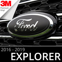 2016-2019 Ford Explorer Emblem Overlay Insert Decals - Matte Black (Set of 2) - £18.16 GBP