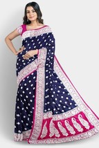 Banarasi designer georgette silk sarees for women indian wedding silk sari - £96.71 GBP