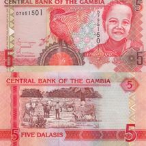 2006 Gambia 5 Dalasis Banknote Parrot &amp; Child Agriculture Scene Collecti... - $4.93 CAD