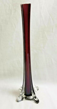 Hand-blown Art Glass Cased Vase Tranquil Purple Amethyst White Inside 12&quot; - £23.94 GBP