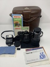 Ashi Pentax MV 35mm SLR Camera Bundle Case Flash  50mm and 80-200mm Lens - $114.94