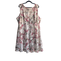 Lane Bryant Womens 26/28 Midi Dress Cream Floral Lace Overlay Lined Sleeveless - £18.39 GBP