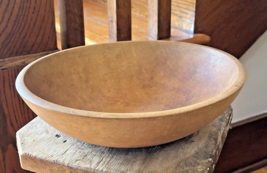 Vintage Munising Primitive Turned Wood 10 3/4&quot; Wooden Dough Chopping Bowl - £71.81 GBP