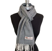  100% Cashmere Scarf Wrap Herring Bone Twill Silver White Made in England #L101 - £7.62 GBP