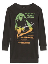 NWT TRUCE Kids&#39; Janis Joplin Long Sleeve Cotton Graphic Dress Dark Grey Size XL - £15.65 GBP