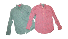 Tommy Hilfiger Boys Long-Sleeve Plaid Button Front Shirt Medium 12/14 Red Green - £14.15 GBP