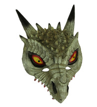 Dark White Horned Dinosaur Adult Halloween Mask Costume Accessory - £20.28 GBP