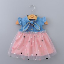 Baby Girl  Dress Denim Flying Sleeve Dress  Kids Five-pointed   Cute Sweet  Dres - £69.47 GBP