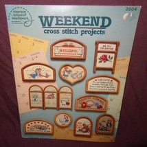 Weekend Cross Stitch Project Pattern Leaflet Book Teddy Bear Country Dog 1987 - £7.85 GBP