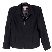 Norton McNaughton Blazer Jacket 10P Womens Black Zipper Career Casual Pe... - $25.60