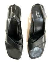 EA by Etienne Aigner Womens Black Criss Cross Leather Wedge Sandals Size 9M EUC - £33.85 GBP