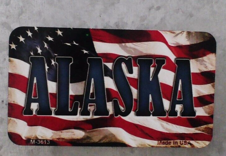 Alaska American Flag Metal Magnet - $10.00