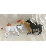 Vintage 4 Plastic Horses 1 Marked Jaru and 4 Plastic Saddles 1 Marked 1996 - $19.79