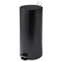 Trs-02111 Round Stainless Steel Step Trash Can With Liner, Black, 30-Liter Per 8 - £59.07 GBP