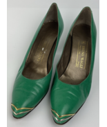 Bruno Magli Green With Gold Closed Toe Stiletto Pumps U.S. Sz 8 AA Made ... - $29.69