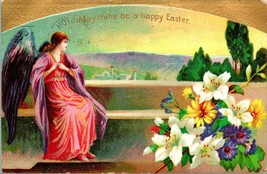 Vtg Postcard 1911 Victorian Angel - May Thine Be a Happy Easter Embossed  - £10.13 GBP