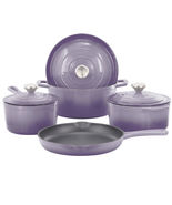 MegaChef 7 Piece Enameled Cast Iron Cookware Set in Purple - $162.36