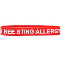 Bee Sting Allergy Medical Alert Wristband Bracelet in Red with White Text - $2.85