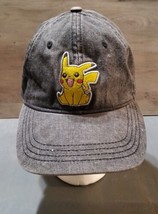 Pokémon 2016 Black Distressed Denim Baseball Hat Pikachu Adjustable Back - £10.96 GBP