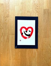 Japanese Calligraphy &quot;Heart&quot;, Hand Made, Wall Art, Original Stamp, Shodo... - $80.41 CAD