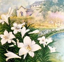 Easter Lily Lithograph 1920 Flower Print Myron Brunt Floral Garden Art DWDD16 - £39.30 GBP
