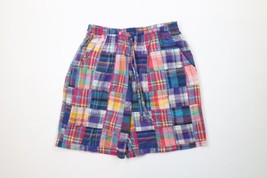 Vintage 90s Streetwear Womens Medium Rainbow India Madras Plaid Shorts C... - $39.55