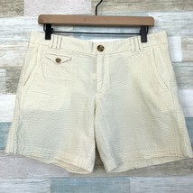Banana Republic Seersucker Shorts Light Yellow Mid Rise Cotton Stretch W... - $9.89