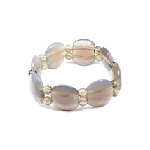 Agate smoky quartz  Natural Gemstone Beads Elastic Band Stretchable Bracelet - $19.00