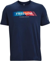 Under Armour Freedom Amp 3 T-Shirt Mens S Navy Blue Loose Short Sleeve NEW - $24.62