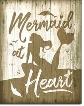 Mermaid at Heart Beach Sea Lake Humor Funny Retro Kitchen Wall Decor Metal Sign - £17.12 GBP