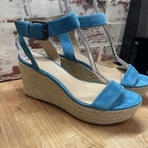 Via Spiga Larissa Espadrille Wedge Ankle Strap Sandals Size 9 M, Cyan - $28.49