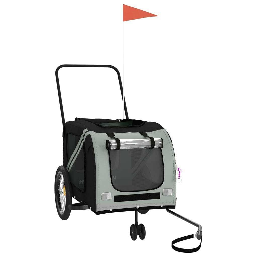 vidaXL Pet Bike Trailer Grey and Black Oxford Fabric and Iron Medium - $199.22