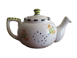 Longaberger Pottery Bee Small Tea Pot w/ Lid ~4&quot; Usa Vitrified Catalina 2008 - £30.80 GBP