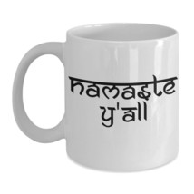 Namaste Yall Mug Coffee Cup Gift For Her Yoga Meditation Sanskrit Ceramic White - £14.81 GBP