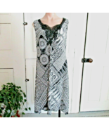 One World  dress  midi hanky hem crochet trim PL black white paisley sle... - £11.50 GBP