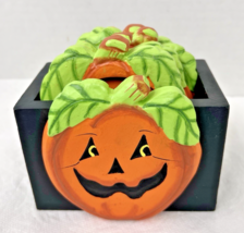 Fun Jack o’ Lantern Pumpkins Four Piece Coaster Set in Case Halloween Pu... - $24.26