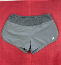 Asics Womens Gray Running Shorts w/ Liner Size Medium with Zipper Pocket... - £13.63 GBP