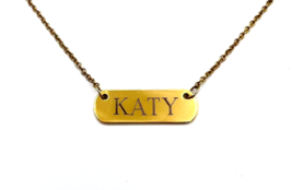 Stella And Dot Signature Engraved Bar Gold Tone ID Necklace KATY - £14.21 GBP