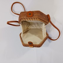 Hexagonal Shaped Natural Handwoven Rattan Lady Women's Bag  image 8
