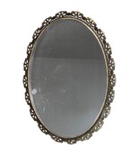 Vintage Gold Ornate Floral Scalloped Hanging Wall Mirror Vanity Table Tr... - £31.12 GBP