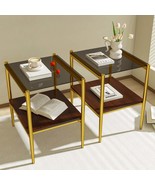 2 Gray Tempered Glass Rectangle End Tables - Modern Living Room - €132,67 EUR