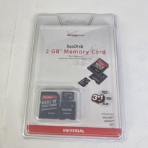 Sandisk 2GB Memory 3 in 1 MicroSD Card with Adapters Verizon Wireless NOS New - £10.30 GBP