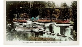 The Star Pond Butchart Gardens Victoria BC Canada RPPC hand painted post... - £7.74 GBP